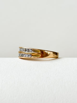 Double Channel Set Diamond Band | 9ct Gold | Size L | 2.88g