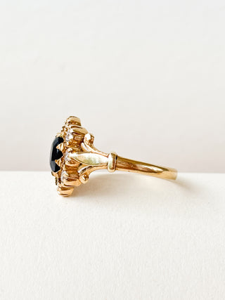 Sapphire & CZ Cluster Ring | 9ct Gold | Size O | 2.84g
