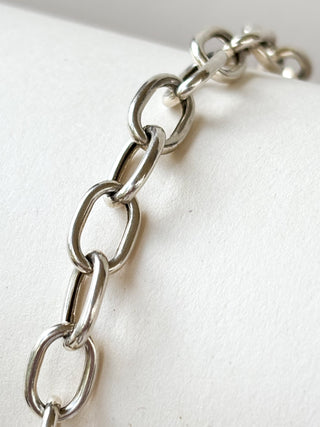 Silver T-Bar Cable Link Bracelet | 925 Silver | 7.7-Inch | 9.87g