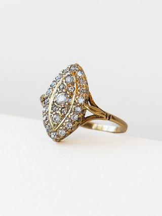 Marquise-Shaped CZ Cluster Ring | 9ct Gold | Size O | 2.70g
