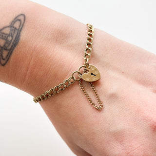 Heart Padlock Bracelet | 9ct Gold | 7.4" | 5.10g
