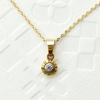 Diamond Solitaire Necklace | 14ct Gold | 9ct 18-Inch Fine Cable Link | 1.95g
