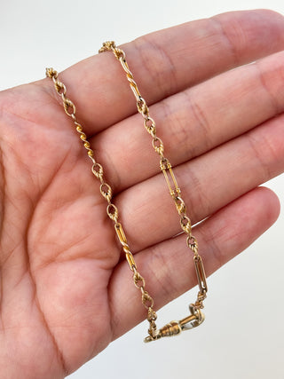 Fancy Link Necklace with Albert Clasp | 9ct Gold | 20-Inch | 9.37g