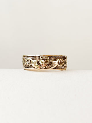 Heavy Inscribed Claddagh Band | 9ct Gold | 4.00g | Size J