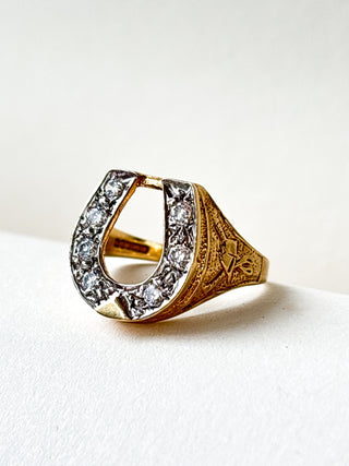 CZ Horseshoe Ring | 9ct Gold | Size S | 5.75g