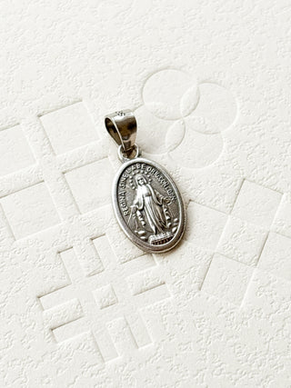 Miraculous Medal Pendant | Cable Link Chain 18-20in | 925 Silver | 1.16g
