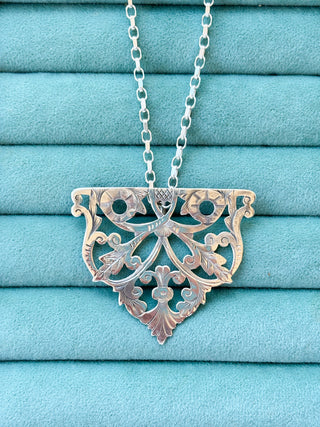 Hand-Engraved Leaf Pendant | 10.19g | 48mm x 58mm