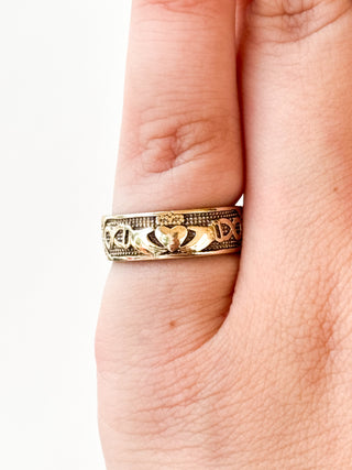 Heavy Inscribed Claddagh Band | 9ct Gold | 4.00g | Size J
