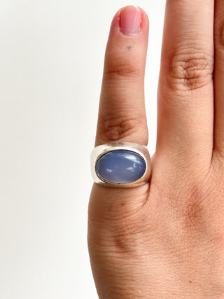 Lilac Chalcedony Ring | Silver | Size J | 8.11g