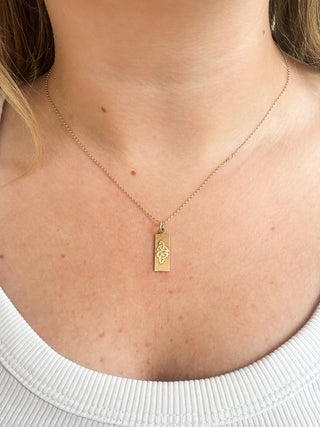 Rectangle Celtic Design Pendant | 9ct Gold | 18-Inch Fine Cable Link Chain | 1.38g