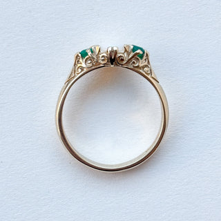 Natural Opal & Synthetic Emerald Trilogy | 9ct Gold | Size P½ | 2.92g