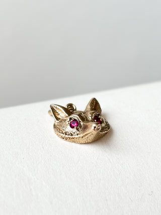 Fox with Ruby Eyes pendant | 9ct Gold & Synthetic Ruby | 2.07g