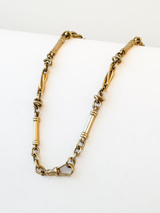 Heavy Trombone Link Necklace | 9ct Gold | 17.5-Inch | 35.31g
