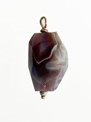 Purple Agate Pendant | 9ct Gold | 18-Inch Fine Diamond Anchor Chain | 8.20g