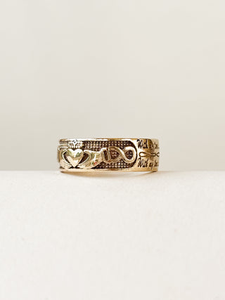 Heavy Inscribed Claddagh Band | 9ct Gold | 4.00g | Size J