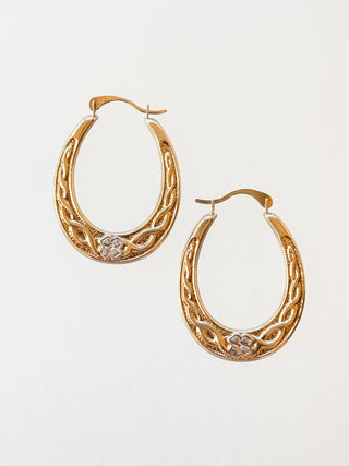 Celtic and Clover Hoop Earrings | 9ct Gold | 0.94g | 36mm