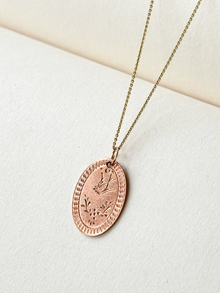 Swallow Pendant | 9ct Rose Gold | 18-Inch Diamond Anchor Chain | 0.97g