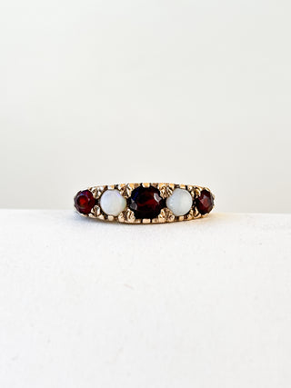 Opal & Garnet Eternity Ring | 9ct Gold | 3.01g | Size P½