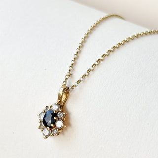 Diamond and Sapphire Cluster Pendant | 9ct Gold | 1cm | 0.84g |