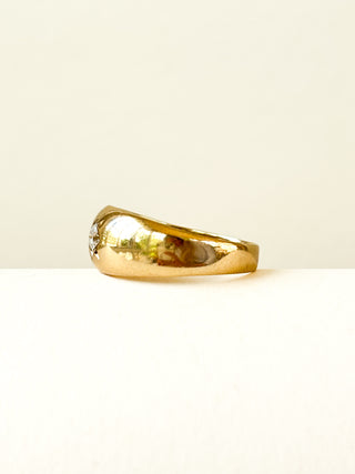 CZ Starburst Dome Ring | 9ct Gold | Size N | 3.08g