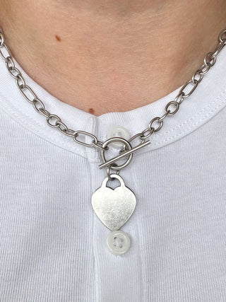 Love Heart T-Bar Chain | 925 Silver | 17.5-Inch | 25.51g