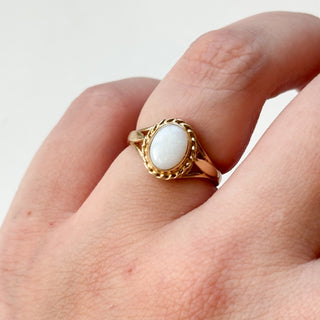 Precious Opal Solitaire with Braided Detail | 9ct Gold | Size K | 1.90g