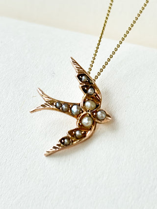 Swallow Pendant | 9ct Rose Gold | 18-Inch Diamond Anchor Chain | 0.97g pendant only