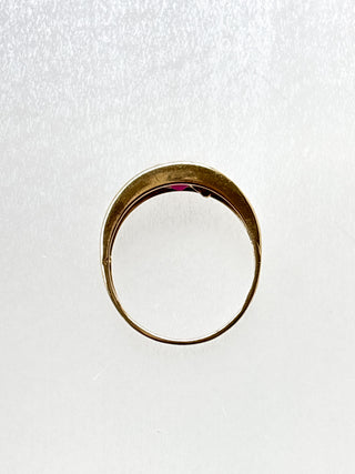 Teardrop Ruby & Diamond Set Band Ring | 9ct Gold | Size M½ | 2.29g