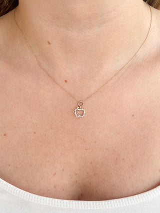 Apple charm | 9ct | 0.46g | 18in fine cable link chain