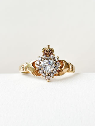 CZ Claddagh Ring | 9ct Gold | 2.65g | Size R