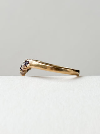 CZ & Amethyst Chevron Ring | 9ct Gold | Size J | 1.59g