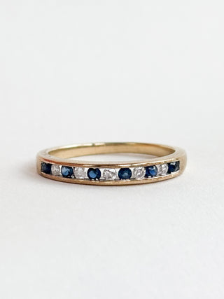 Sapphire & Diamond Eternity Ring | 9ct Gold | Size N | 1.97g