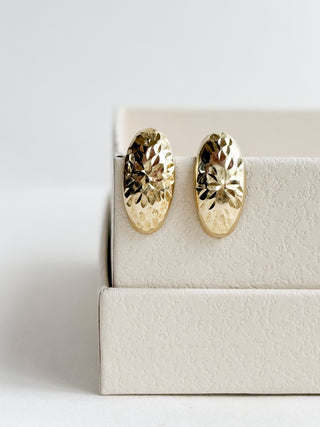 Oval Textured Stud Earrings | 9ct Gold | 0.50g