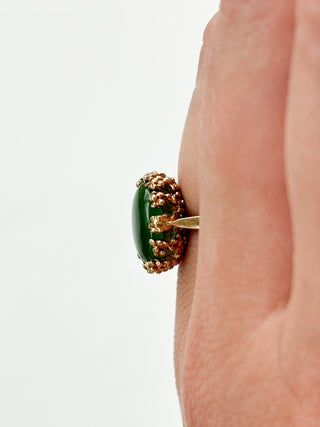 Nephrite Jade Solitaire Ring | 10ct Gold | Size M | 2.76g