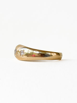 Three-Stone Starburst Ring | 9ct Gold | Size P | 3.16g