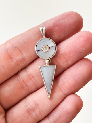 CZ & Shell Pendant | 925 Silver | 3.46g