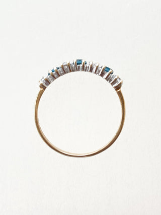 CZ & London Blue Topaz Ring | 9ct Gold | Size M | 1.28g
