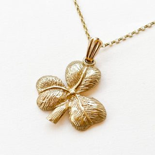 Textured Shamrock Charm | 9ct Gold | 18in Fine cable link chain | 3g