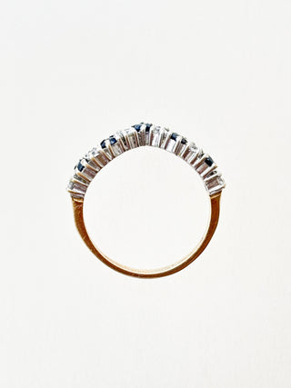 Sapphire & CZ Chevron Ring | 9ct Gold | Size J | 1.83g