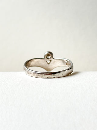 CZ Bezel & Chevron Ring | 925 Silver | Size Q | 2.42g