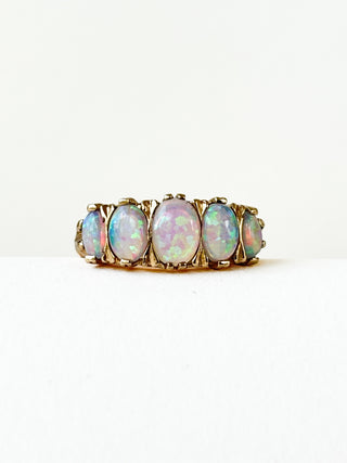 Five-Stone Synthetic Opal Ring | 9ct Gold | Size N | 2.81g