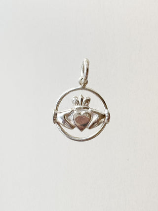T bar Circle Claddagh Pendant | Sterling Silver | 0.89g