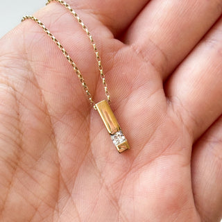 2.CZ Bar Pendant | 9ct Gold | 0.72g | 18-Inch Fine Cable Link Chain