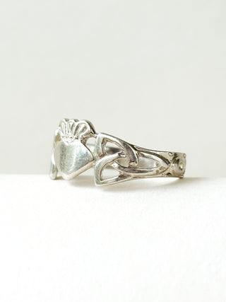 Claddagh Trinity Knot Silver Ring | 925 Silver | Size V | 3.71g