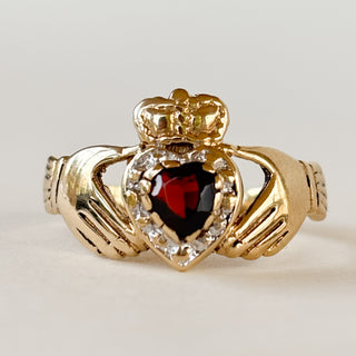 Garnet claddagh ring