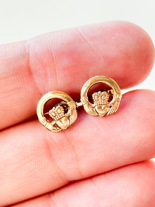 Claddagh Stud Earrings | 9ct Gold | 0.97g | 8mm