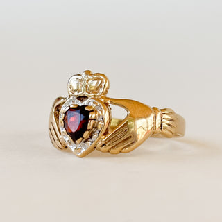 Garnet claddagh ring