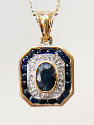Sapphire & Diamond Pendant | 9ct Gold | 1.97g