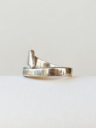 Blue Glass Celtic Swirls Ring | 925 Silver | Size R | 6.35g