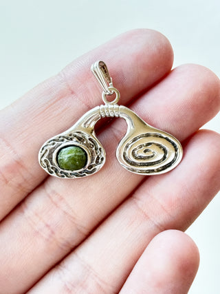 Connemara Marble Newgrange-Style Pendant | Sterling Silver | 3.85g | 30mm